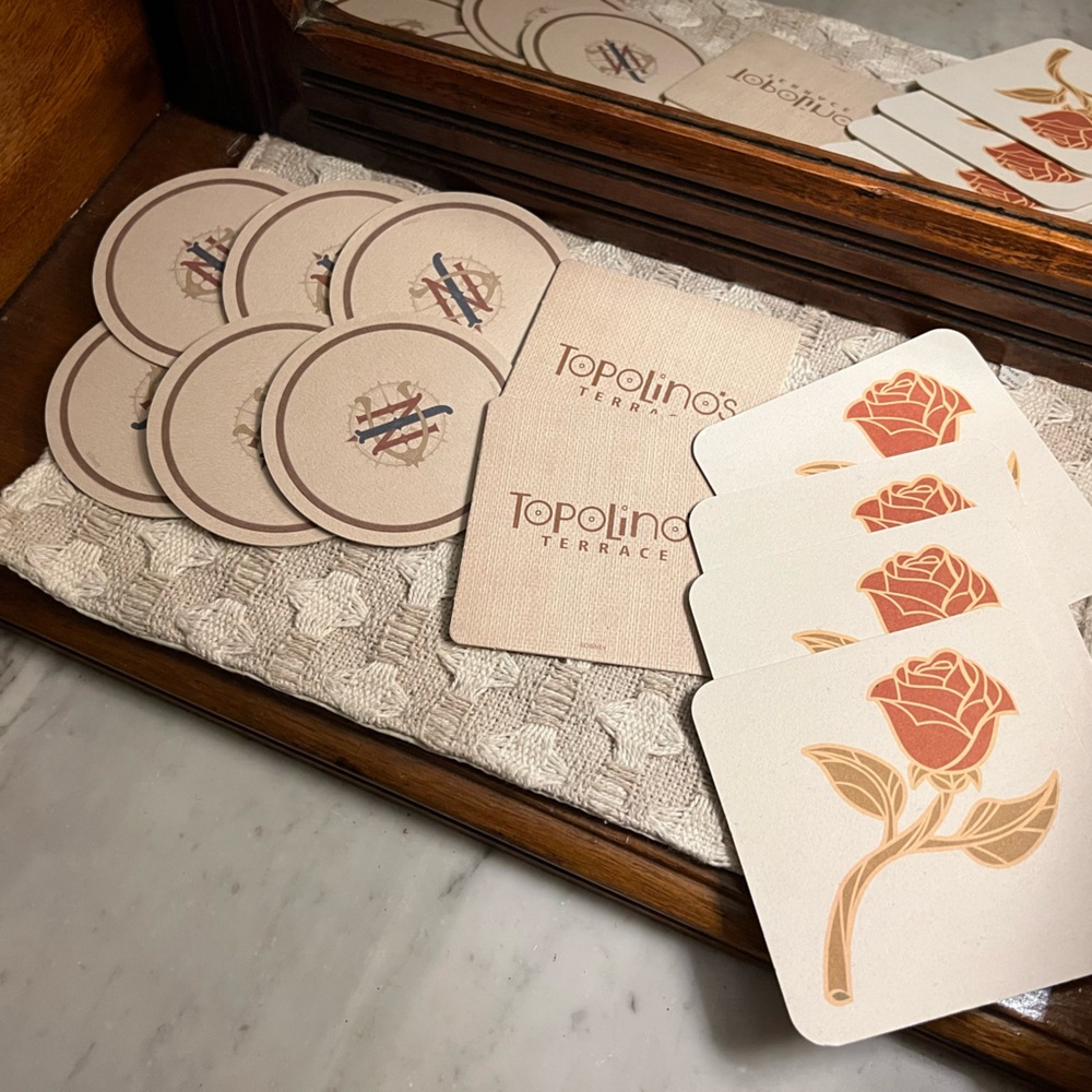 DISNEY Enchanted Rose, Topolino's Terrace, and Skipper Canteen Coasters *UNUSED* - Picture 1 of 8